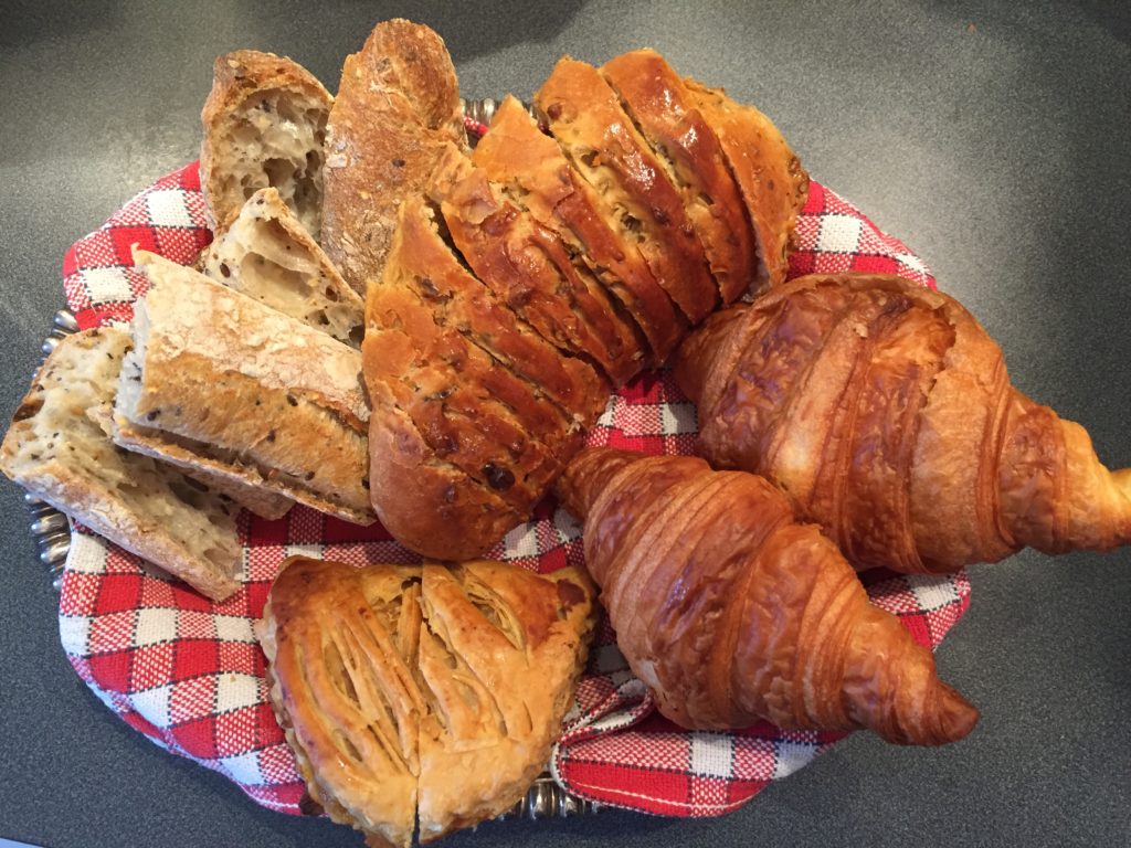 baguette croissants nut bread and chausson